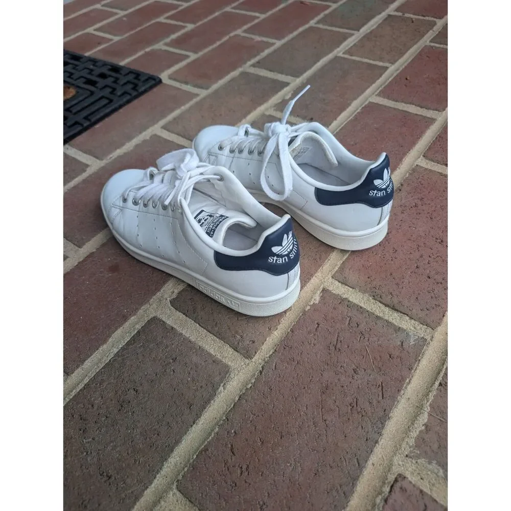 Adidas Stan Smith Primegreen Sneakers Womens 6.5 White Navy Leather